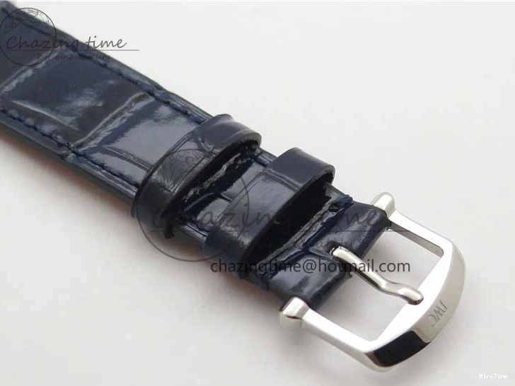 MIROTIME 1224 Portofino 37mm SS V7F 1:1 Best Edition Blue Dial Diamonds Bezel on Blue Leather Strap A Chic 7093